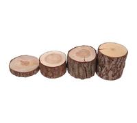ABOOFAN 4pcs Wood Tree Stump Ornaments Mini Tree Stump Rustic Creative Design Natural Wood Log Slices Diameter 8cm Small Animal Platforms Hamster Holiday Decoration