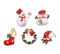 ABOOFAN 5 Pcs Christmas Brooch Pins Alloy Clothes Accessory with Snowman and Christmas Boots Designs Carefully Polished with Bright Luster Dressing up Props Color
