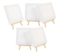 ABOOFAN 5 Sets Mini Easel and Canvas DIY Painting Kit Small Tabletop Display Stands for Acrylic Oil Gouache Compact Portable Art Frames for Creative Drawing and Photo Display