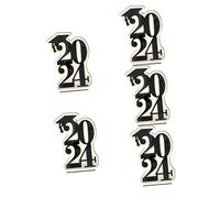 ABOOFAN 5pcs 2024 Wooden Sign for Graduation Decorations Class of 2024 Congrats Grad Party Table Centerpieces