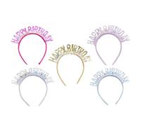 ABOOFAN 5pcs Birthday Headbands Laser Sequins, Metallic Gold Silver Blue Pink Red Hair Hoops for Women and Birthday Party Hair Accessories