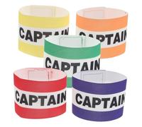 ABOOFAN 5pcs Elastic Football Captain Armbands for Soccer Adults and Youths Adjustable High Visibility Sports Bands in Red White Yellow White Green Orange for Team Leadership and Unity