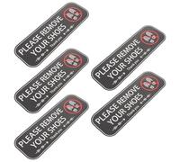ABOOFAN 5pcs Funny Car Reminder Stickers, Self-adhesive Please Remove Your Shoes Vinyl Decals, Removable Shoe off Warning Signs for Auto Window and Door, 8.96x3.01in