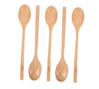 ABOOFAN 5PCS Japanese Wood Spoons Long Handle Small Dessert Spoons for Honey Coffee Sugar Family-Friendly Lacquered Finish Smooth Non-Scratch Surface for Outdoor Use