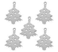 ABOOFAN 5Pcs Stainless Steel Christmas Tree Snowflake Charms Pendants for Pet Tags and Small Dog Collar Accessories, Silver Xmas Pendant Set for DIY Jewelry and Holiday Decorations