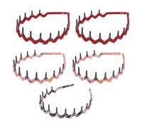 ABOOFAN 5Pcs Wavy Leopard Hairbands with Plastic Shark Tooth Comb Design Unisex Toothed Headwear for Scalp Massage and Makeup Chiffon Material Random Color Styles for Women Random Color