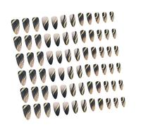 ABOOFAN 6 Boxes Glitter Press on Nails Set 24 Pieces Per Box Sparkly False Nails with Glitter Line Design for Festivals and Special Occasions