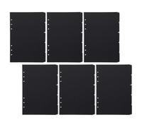 ABOOFAN 6 Sets A5 Binder Index Dividers with Writing Category Tabs, Loose-Leaf Page Markers in Black Paper for Books and Research, Small Business Supplies with 6-Ring Binder Compatibility