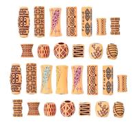 ABOOFAN 65pcs Large Hole Beads for Braids Dreadlocks Wood Hair Beads as Braided Ponytail Accessories Hair Styling Extension Rings for Dread Jewelry