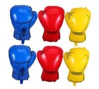 ABOOFAN 6pcs Boxing Gloves Balloons Party Supplies Birthday Decors Wrestling Balloons Theme Birthday Foil Balloon Sport Balloon Boxing Party Favors Boxing Gloves Decor Aluminum Film