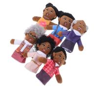 ABOOFAN 6pcs Cute Hand Puppet Plushie Dolls Family Finger Puppets Preschool Education Storytelling Role Play Interactive Games Birthday Present