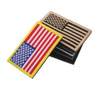 ABOOFAN 6pcs Embroidered USA Flag Patch Set Reverse and American Flag Designs Military Green, Gray, White-Edged, Yellow-Edged, Coyote, Black White Colors Hook and Loop Sew-on Appliques