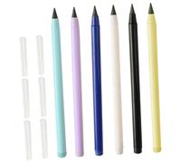 ABOOFAN 6Pcs Ergonomic Everlasting Inkless Sketch Pencils for Students Artists Teachers Reusable Plastic No Sharpening Writing Drawing with Multi-color Design