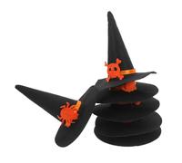 ABOOFAN 6pcs Felt Witch Hats Halloween Decorations Soft Black DIY Crafting Accessories with Classic Skull Spider Cat Elf Pumpkin for Festival Cosplay Party Photo Props