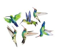 ABOOFAN 6pcs Hummingbirds Wall Sticker PVC Bird Pattern Decals for Bedroom Living Window Decoration Removable for Smooth Surfaces and Doors