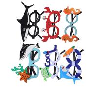 ABOOFAN 6pcs Ocean Animal Eyeglasses for Creature Party Props with Shark Turtle Crab Designs Reusable Sturdy Seashore Sunglasses for Boys Beach and Underwater Theme Celebrations