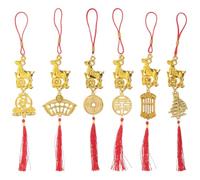 ABOOFAN 6pcs Red Hanging Ornaments for Chinese New Year 2027 Traditional Plastic and Polyester Tassel Pendants Spreading Blessings and Joy for Housewarming and Spring Festival Party
