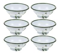ABOOFAN 6pcs Retro Enamel Noodle Bowl Footed Curly Rim Rice Serving Bowl | Smooth Stain Resistant Surface, Vintage Chinese Style, Suitable for Snacks, Vegetables, Camping or Decorative Display