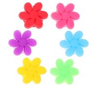 ABOOFAN 6pcs Silicone Wine Glass Markers with Flower Charm Design Reusable Decorative Drink Identifiers for Parties Family Restaurant Banquet Easy Open-close Strap Bright Color