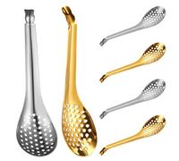 ABOOFAN 6pcs Stainless Steel Spherification Spoon, Kitchen Small Slotted Spoon, Caviar Strainer for Molecular Slotted, Olive, Poached Egg