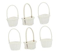 ABOOFAN 6pcs White Mini Baskets for Crafts with Strong Plastic and Wood Material, Indoor Plant Hanging Basket and Decorative Photo Props for Storing Candy and Beautiful Home Decoration