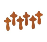 ABOOFAN 6pcs Wooden Cross Religious Jesus Plush Decor Christian Stickers Statue Hand Blessing Jesus Frame Christening Pendant Crucifix Easter Baptism Quilt Religulous Cross Ornament Brown