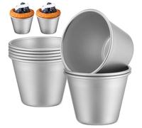 ABOOFAN 8 Pcs Pudding Molds Aluminum Baking Cups Cupcake Mould Muffin Tin Ramekins Cups Souffle Darioles Mould for Kitchen Baking Tool