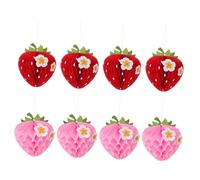 ABOOFAN 8pcs Strawberry Honeycomb Paper Decor Lightweight Hanging Centerpieces with Red and Pink Dot Design for Birthday and Berry-themed Parties Easy Setup Party Supplies