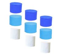 ABOOFAN 9 Rolls Crepe Paper Streamers Festive Birthday Party Decorations with White Sky Blue Royal Blue Colors Wrinkle Paper Ribbon for Hanging Folding and Creative Party Styling