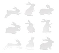 ABOOFAN 9pcs Acrylic Rabbit Wall Stickers Creative Silver Bunny Decals Not Easy to Fall Off Decorative Effects Easter Party Home Rabbit Decal Festival Decorating