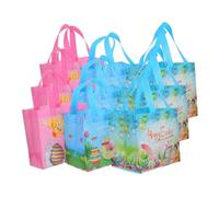 ABOOFAN 9PCS Reusable Easter Tote Bags with Handles Cute Non Woven Bunny Patterns for Treats and Party Supplies for Easter Celebrations and Decor