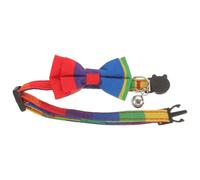 ABOOFAN Adjustable 1 Rainbow Bowtie Pet Collar Chic Rainbow Pattern Fabric Lovely Kitten Collar for Dogs and Cats Parties