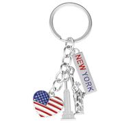 ABOOFAN American Independence Day Keychain Statue of Liberty Silver