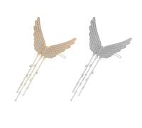ABOOFAN Angel Wings Hair Clips Bright Luster and Comfortable Touch 2pcs Alloy Rhinestone Material Elegant Tassels Hair Barrette for Girls and Women for Occasions