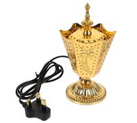 ABOOFAN Arabic Incense Burner Vintage Electric Incense Holder Aroma Burner Oud Frankincense Candle Stand for Home Office (UK Plug) Golden