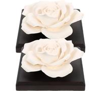 ABOOFAN Aroma Diffusers with Wood Base Rose Shaped Ceramic 2pcs Decorative Fragrance Diffuser Practical Scent with Unique Design for Car and Office for Home and Workspace