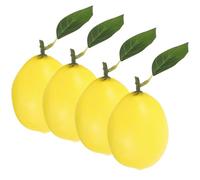 ABOOFAN Artificial Lemons Fake Fruit Prop 4Pcs with Leaves Lifelike Lemon Model for Kitchen Table Centerpiece and Photo Props