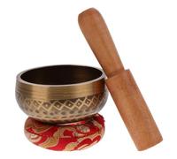 ABOOFAN Authentic Copper Singing Bowl Set for Buddhism Worship and Mindfulness Meditation, Handmade Decorative Sound Bowl with Wooden Mallet and Cloth Pad, Vintage Style Suitable for Table