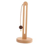 ABOOFAN Beech Wood Paper Towel Holder Stand Vertical Kitchen Tissue Rack with Cat Paw Pendant, Wooden Roll Paper Organizer for Countertop Storage in Bathroom and Kitchen