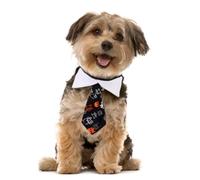 ABOOFAN Black Cotton Dogs Neck Collar with Skull Design, Breathable, Festival Accessories for Christmas and Halloween Party