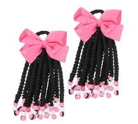 ABOOFAN Braided Ponytail Extension Beaded Ponytails 2Pcs 24Cm Detachable Easy to Attach Lightweight Hairpiece for Boys and Girls Girls Everyday Style with Bow