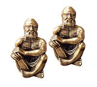 ABOOFAN Brass Bodhidharma Buddha Figurines 2pcs Antique Style Desktop Adornment Crafts Decor for Home Office Meditation Room