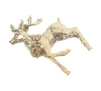 ABOOFAN Brass Deer Figurine Standing Reindeer Sculpture Gold Metal Elk Statue for Home Office Decoration Holiday Ornament Desktop Craft Unique Gift