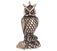 ABOOFAN Brass Owl Pendant Keyring Solid Retro Standing Decorative Owl Shaped Brassware Pendant for Home Office Tabletop Display