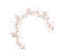 ABOOFAN Bride Pearl Flower Headband with Crystal Leaves, Handmade Ergonomic Structure, Delicate and Well-crafted Headpiece for Evening Parties and Dances