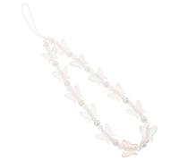 ABOOFAN Butterfly Phone Chain Strap with Sweet Beaded Faux Pearl Design Easy to Use Plastic and Resin Material Stylish Mobile Phone Pendant Handbag Decoration