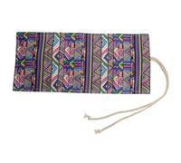 ABOOFAN Canvas Pencil Roll up Case Large Capacity Pencil Wrap Pouch with 36 Slots in Purple Ethnic Style for Students Artists School and Travel Storage
