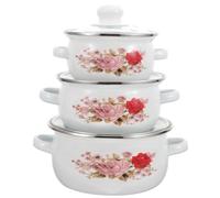 ABOOFAN Casserole Pot Lids Enamel Stock Pot Set Vintage Double Handle Heat Resistant and Easy to Clean