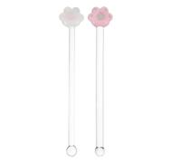 ABOOFAN Cat Claw Stirring Sticks Set of 2 Glass Handle Reusable Cocktail Swizzle Sticks for Mixing Coffee Fruit Juice Soft Drinks and Cocktails at Home or Bar