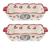 ABOOFAN Ceramic Baking Dish with Handles Oven Safe Bakeware for Lasagna Roasting Vegetables Pumpkin Pie and Cheesecake Smooth Surface for Easy Cleaning 8.86 X 4.92 X 3.94 in 2 Pack